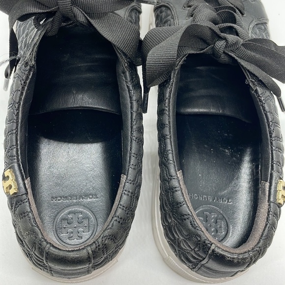 Tory Burch Perfect Black Quilted Marion Leather Sneaker Size 8.5M - Picture 4 of 11